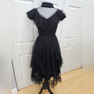Hot Topic Vintage Spin Doctor Black Tiered Lace Goth Midi Victorian Dress XS S